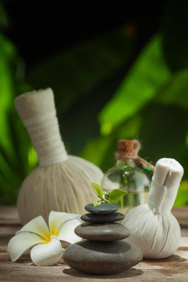 close up view of spa theme objects on color back photo