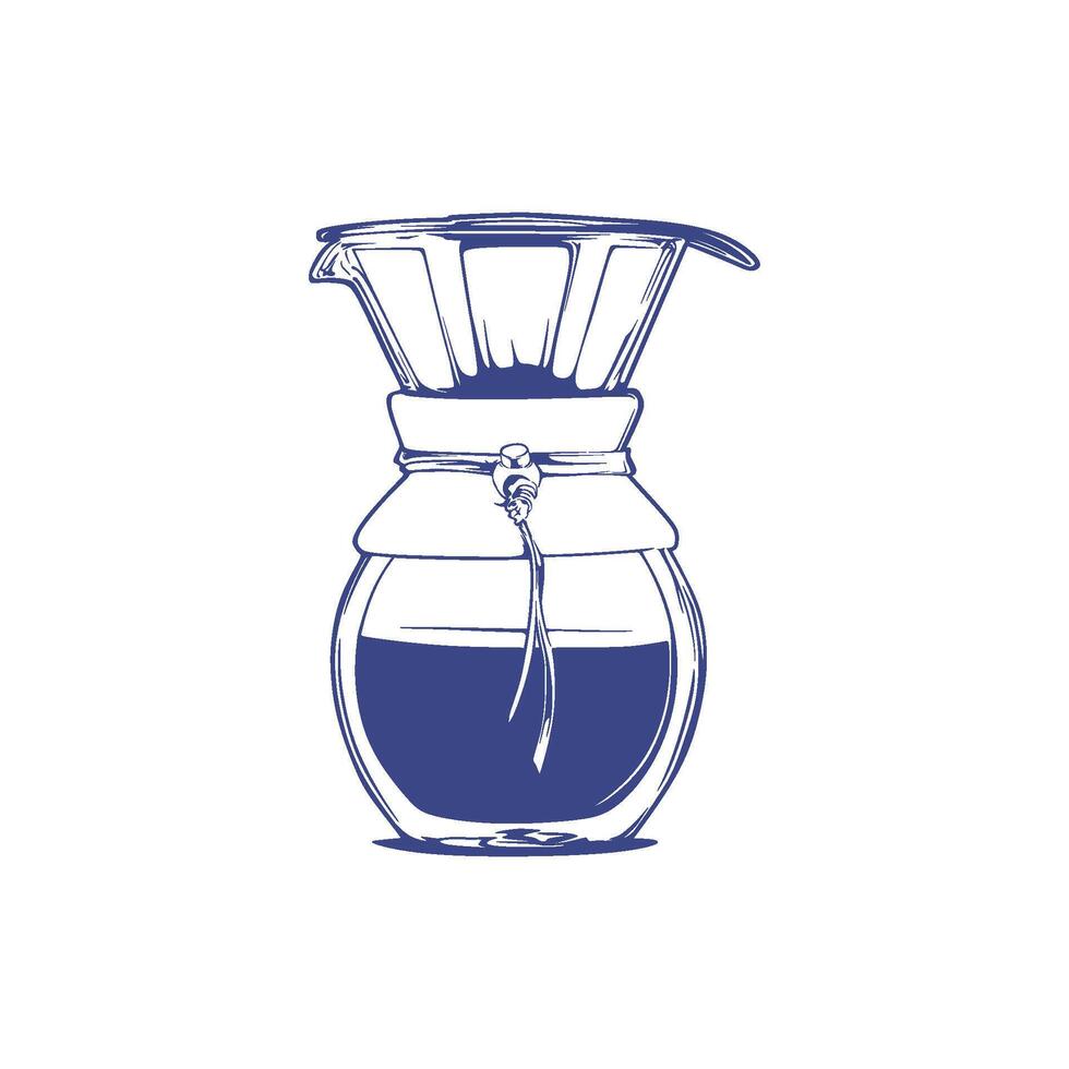 Illustration of pour over glass coffee maker vector