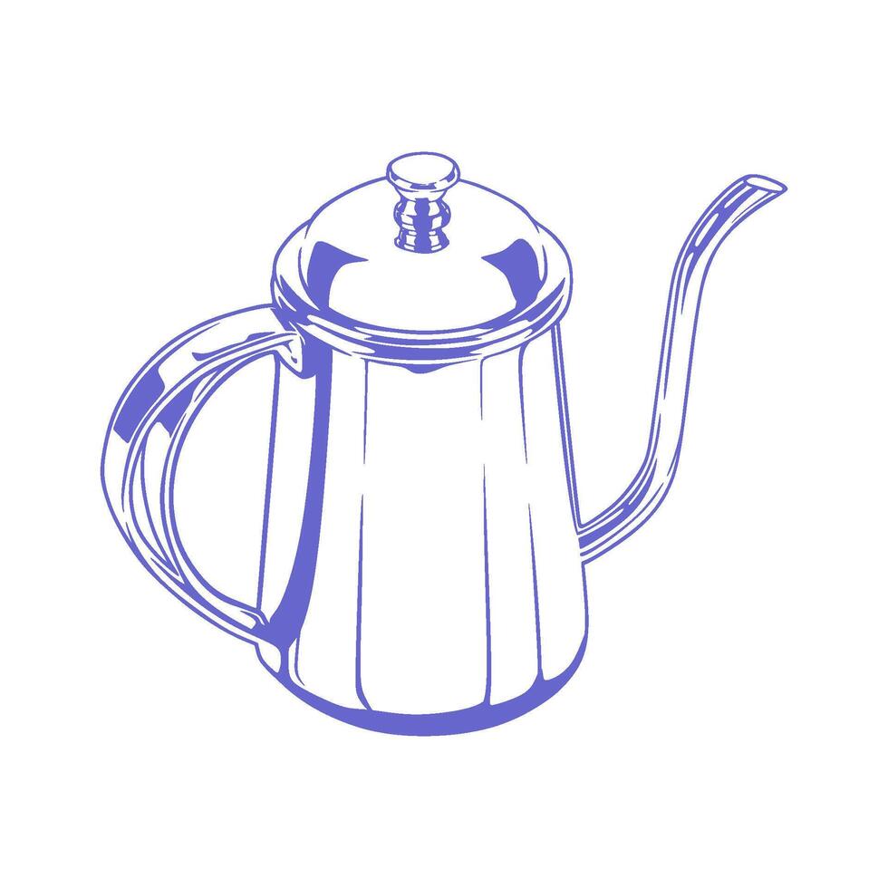 Illustration of gooseneck Kettle Tea Pot and coffee vector