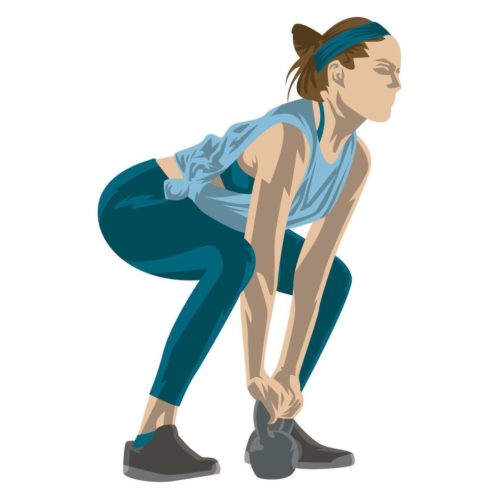 of woman doing weight training vector