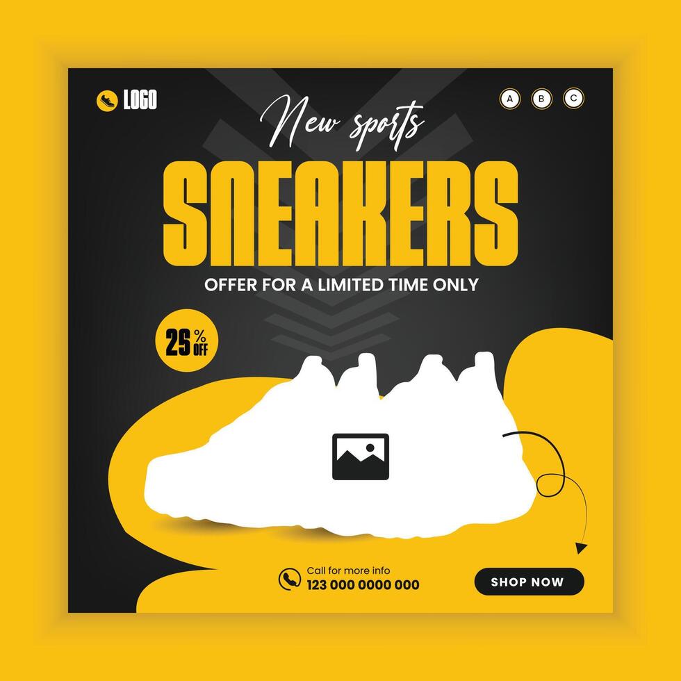 Shoe sale social media post template and website banner desig vector