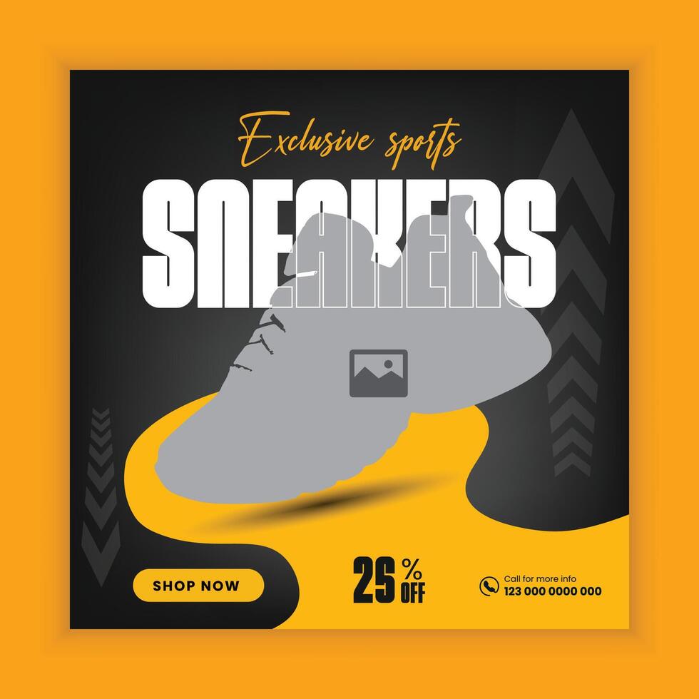 Sports shoes social media banner design and web post template vector