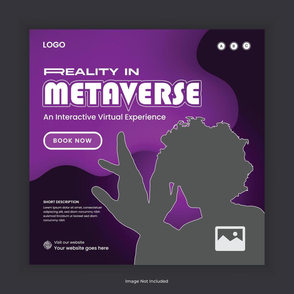Reality metaverse virtual reality social media post banner design or virtual reality game workshop announcement web banner design vector