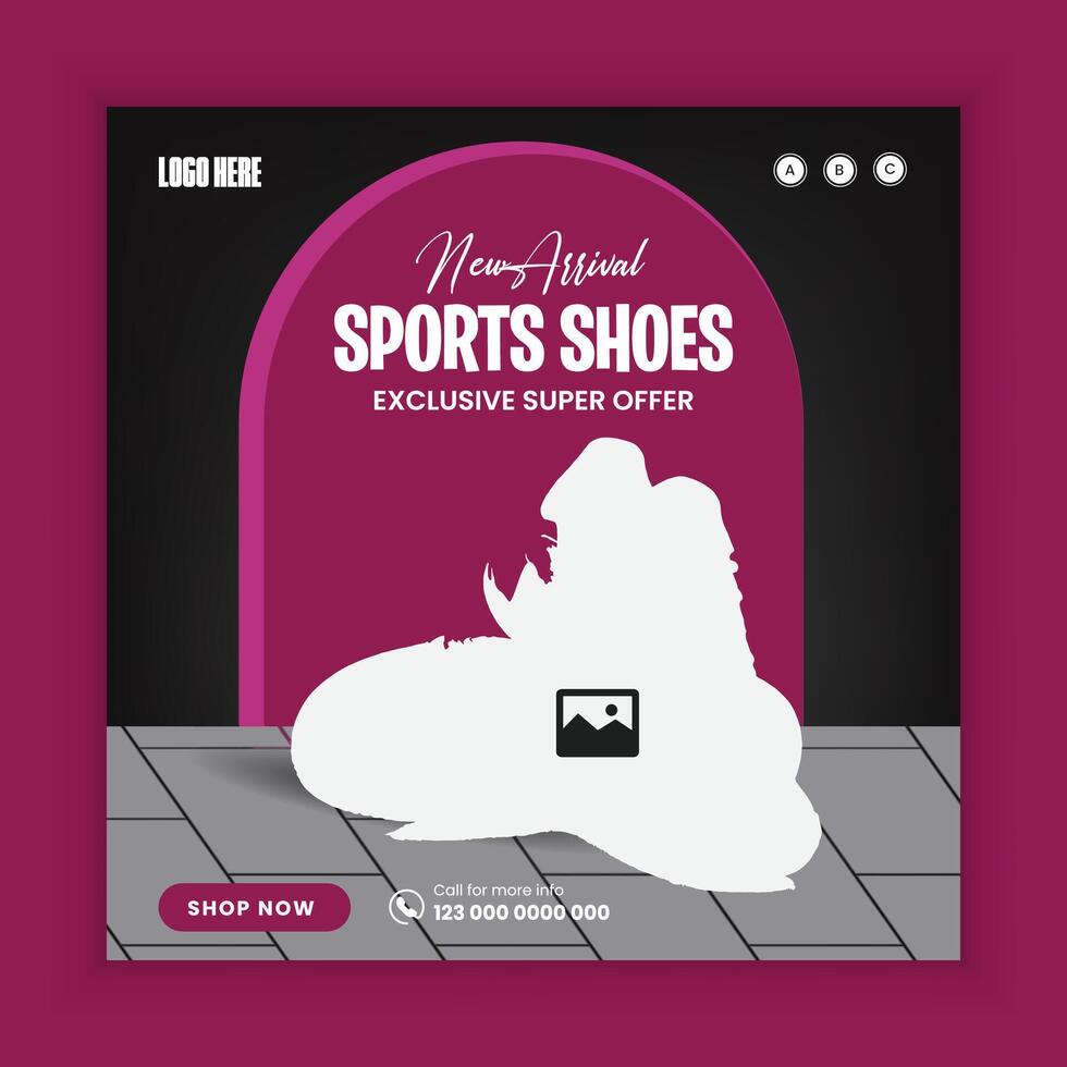 Sports shoe sale social media post or web square banner design template vector