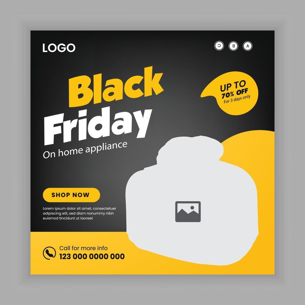 Exclusive Gadget Mega Sale Post Design Template or black Friday home appliance sale online banner design vector