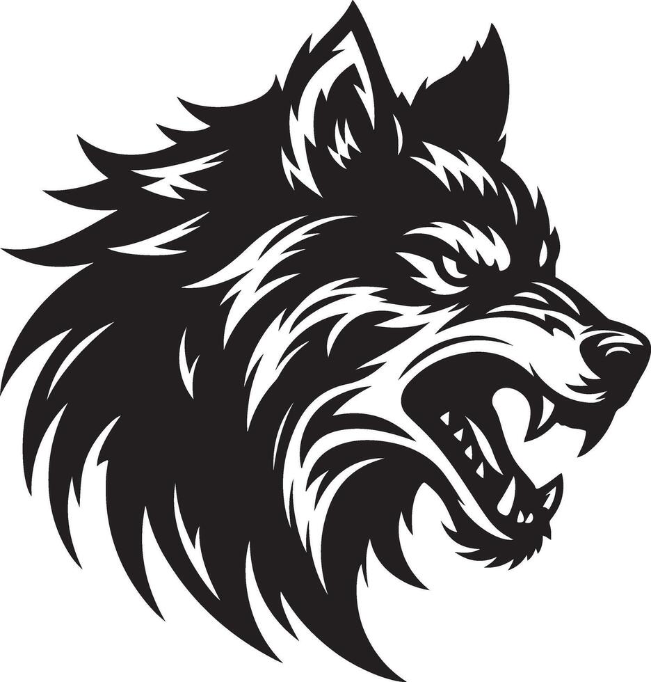 Angry Wolf Head Silhouette on White Background in a Bold Minimalist Style vector