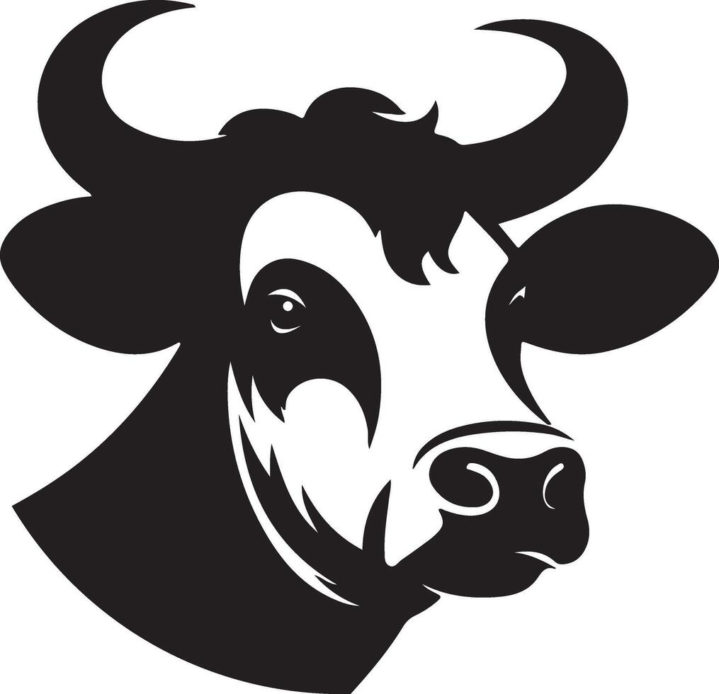 Simple Black and White Cow Head Silhouette for Logo and Design Elements vector