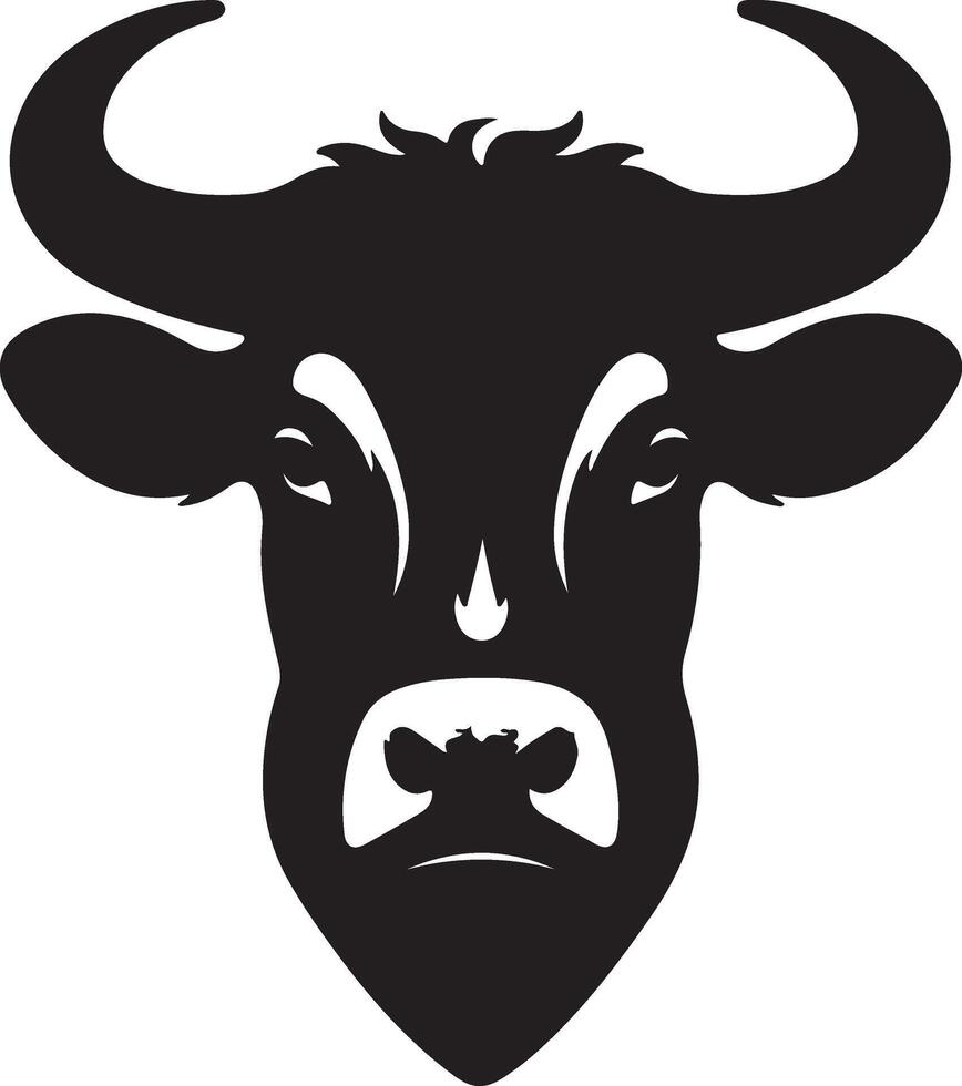Cow Head Silhouette in Black and White Ideal for Logo and Graphic Design vector