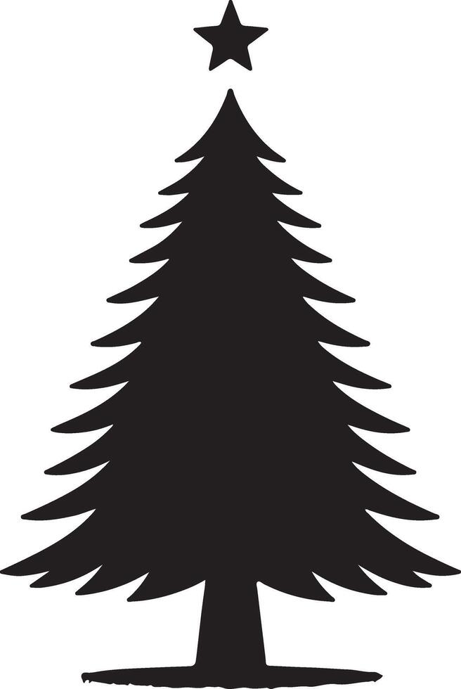 Minimalist Christmas Tree Silhouette Art on White Background for Festivities vector