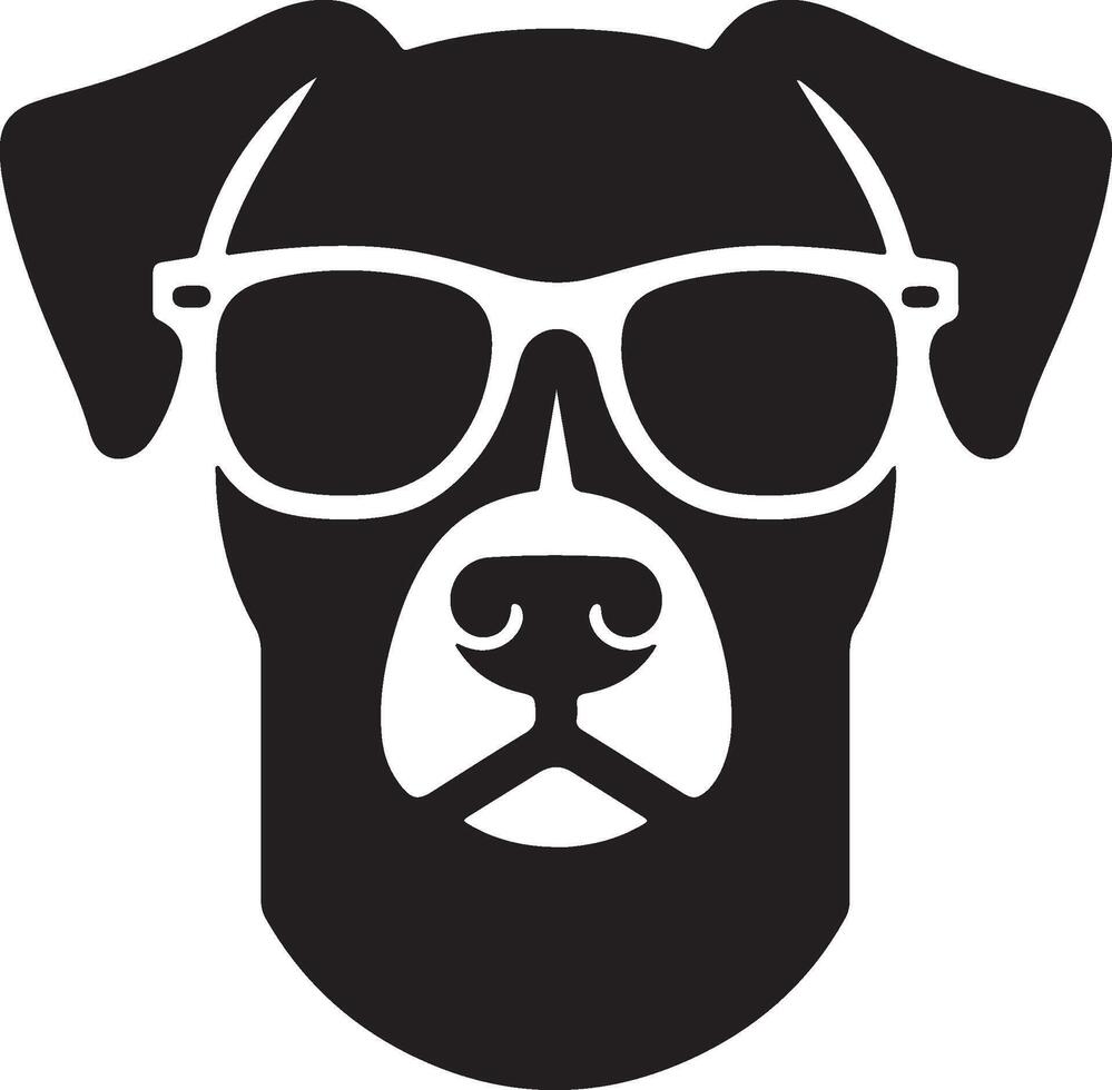 Trendy Dog Silhouette with Sunglasses in Simple for Fun and Bold Designs vector