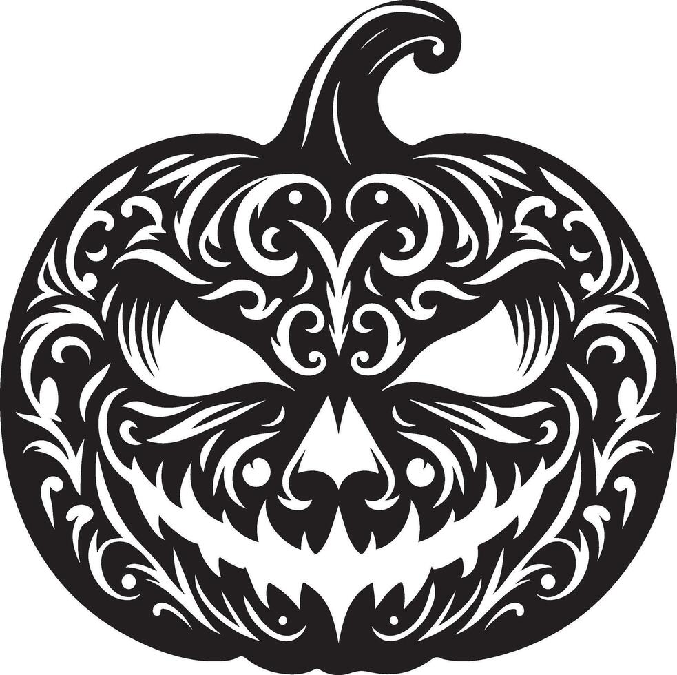 Pumpkin Face Stencil Silhouette for Carving on a Clean White Background vector