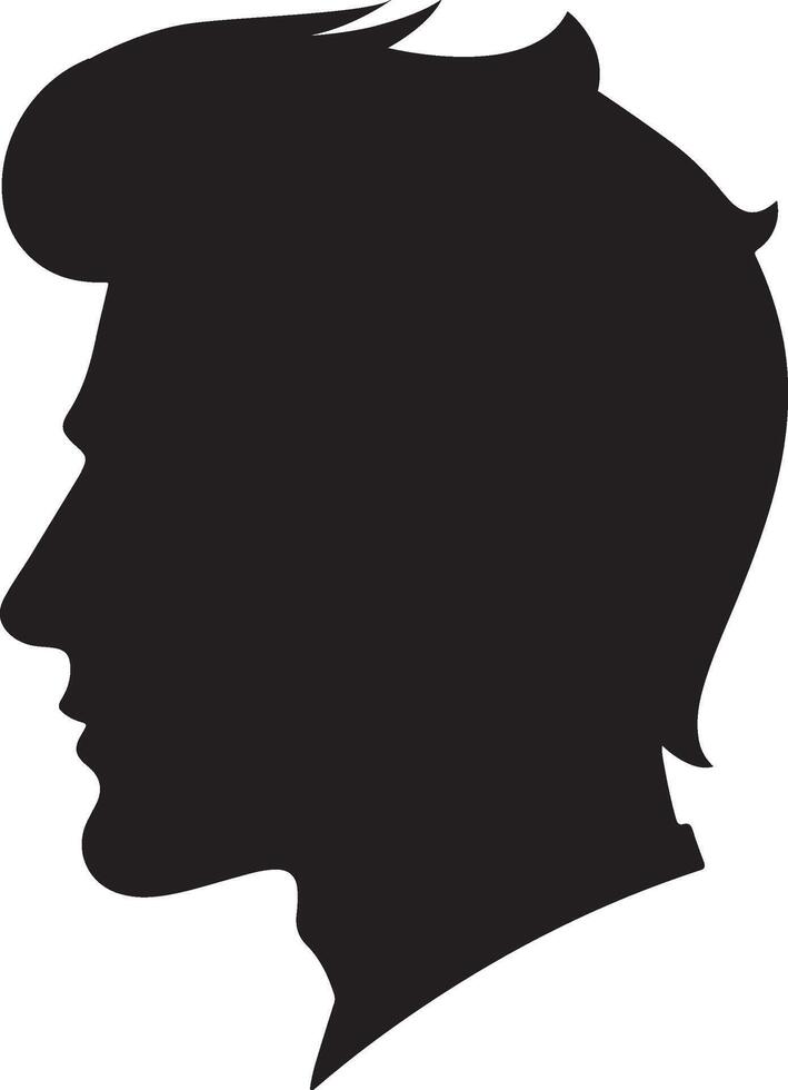 Male Silhouette in Profile Captured in a Clean Minimalistic Art Style vector