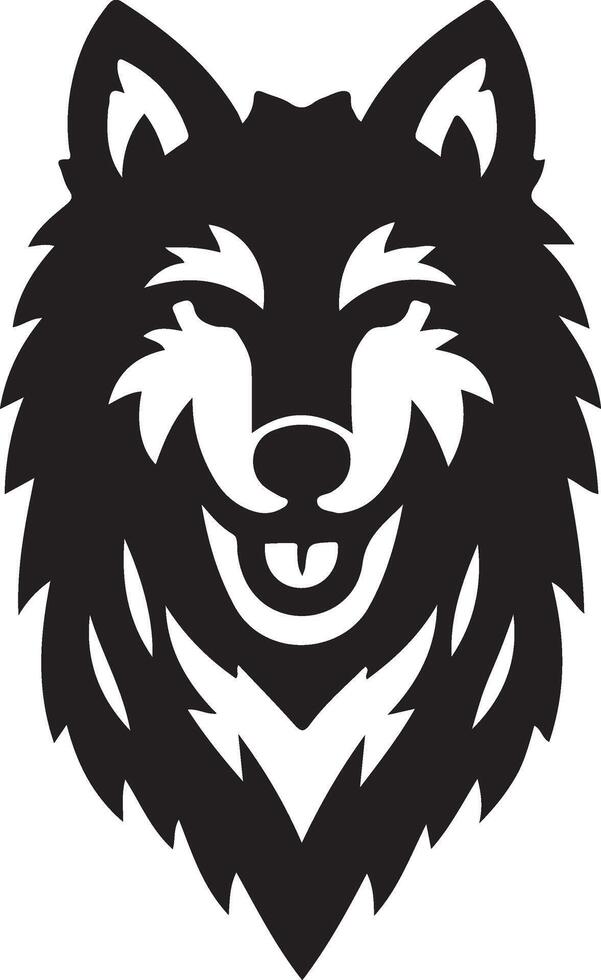 Minimalistic Smiling Wolf Head Silhouette in a Clean White Background Display vector