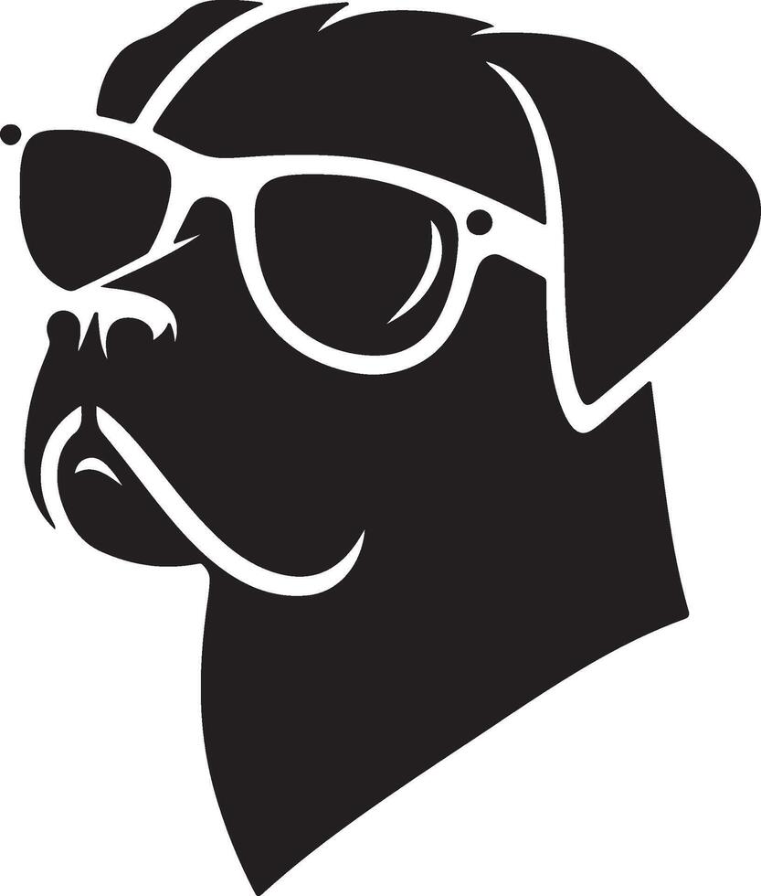 Cool Dog Head in Sunglasses Silhouette Icon for a Bold Minimalist Style vector