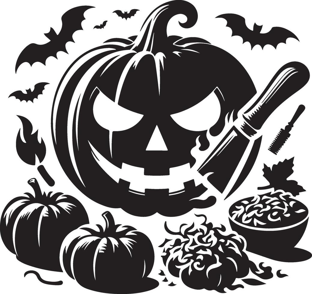 White Background Stencil of Pumpkin Face for a Perfect Halloween Carving vector