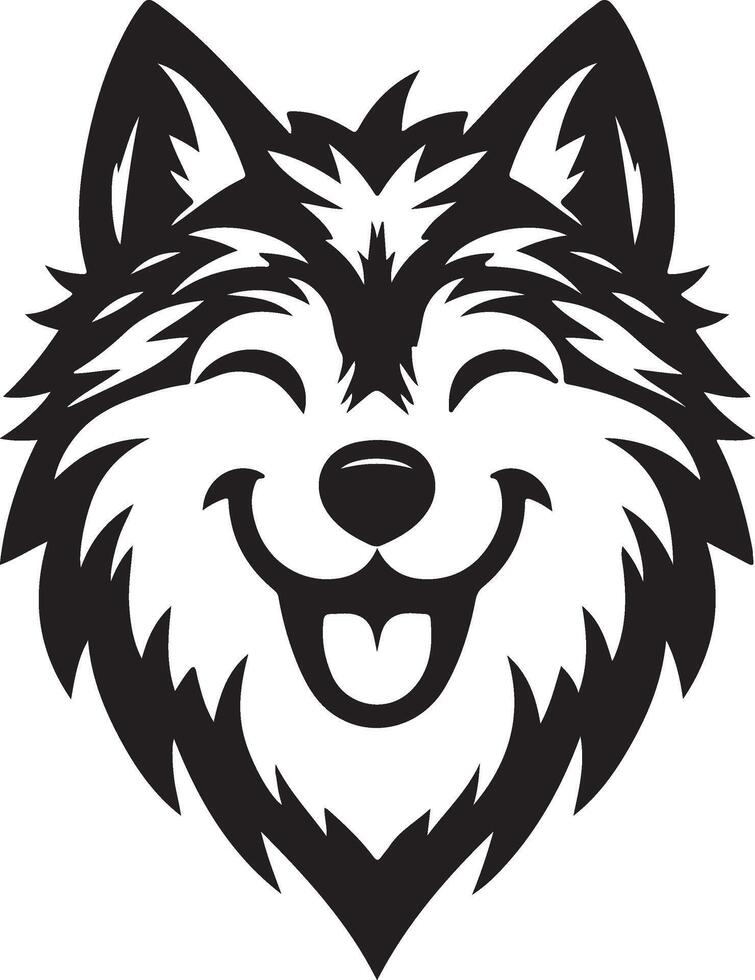 Wolf Head Silhouette with a Friendly Smile on a Crisp White Background vector