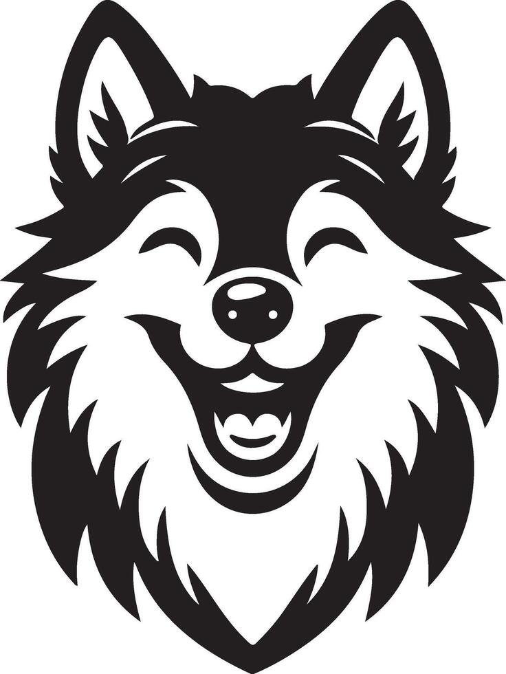 White Background with a Wolf Head Silhouette Smiling in a Striking Design vector