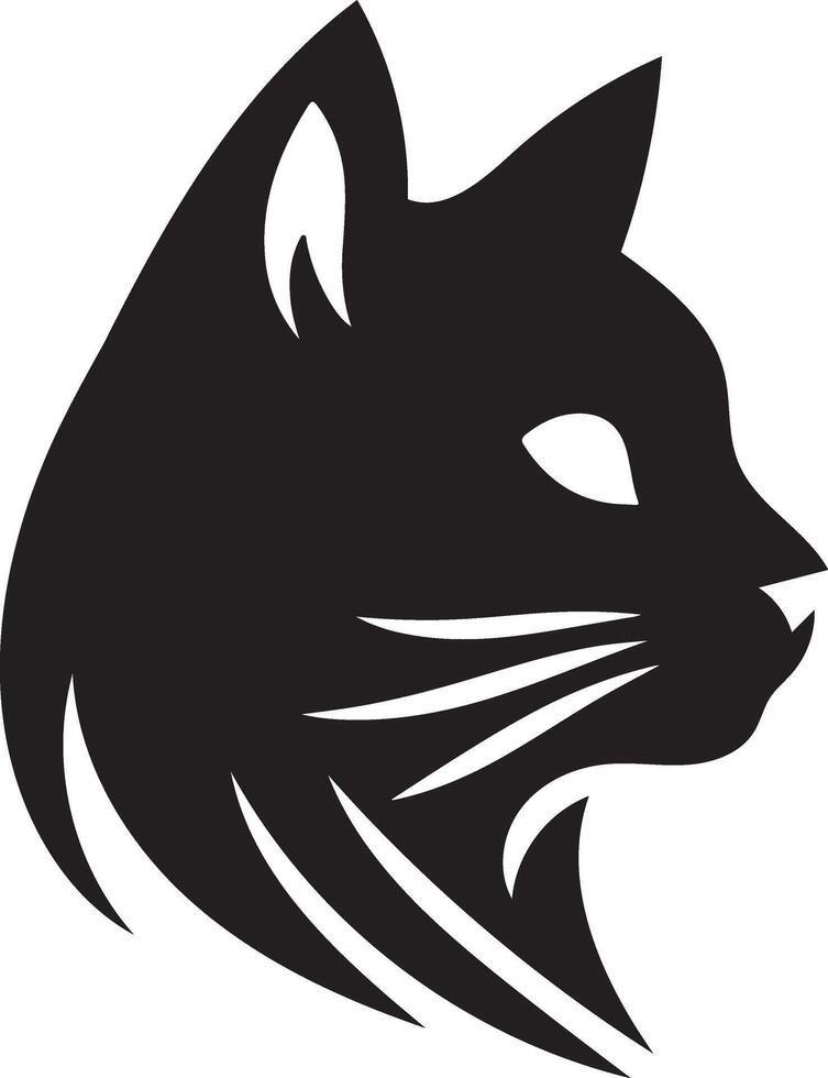 Minimalist Cat Head Silhouette in Illustration on a Clean White Background vector