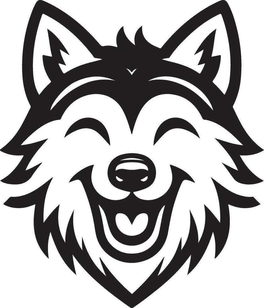 Stylish Wolf Head Silhouette with Smile in a Bold Black and White Design vector