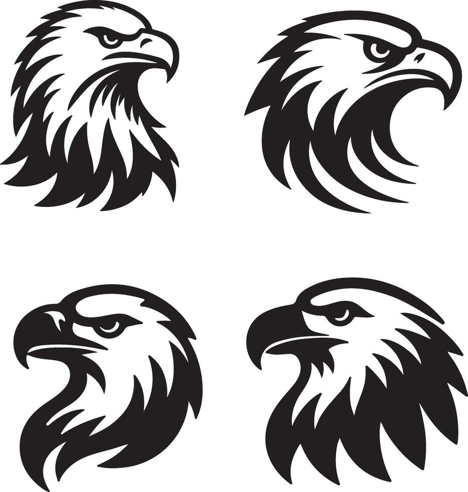 Eagle Head Silhouette Art Bundle for Professional and Creative Projects vector
