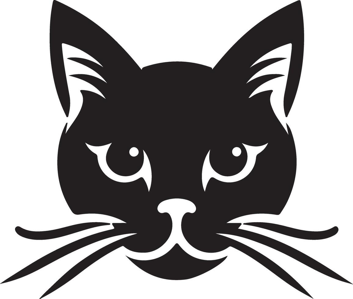 Illustration of a Cat Head Silhouette on a Minimal White Background vector