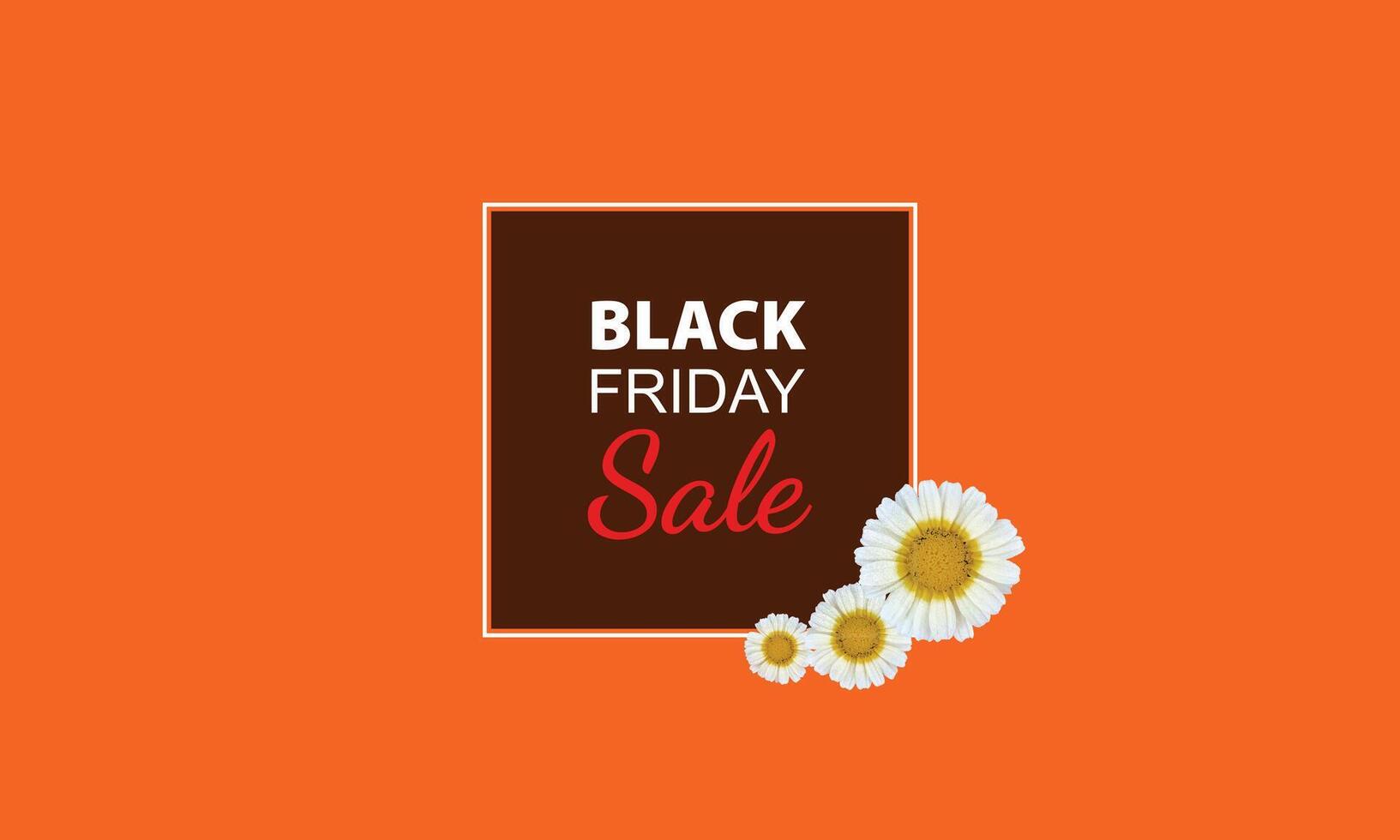 Black Friday Sale Banner With Brown And White Frame Flowers On Isolated Orange Background. Suitable For Black Friday Holiday vector