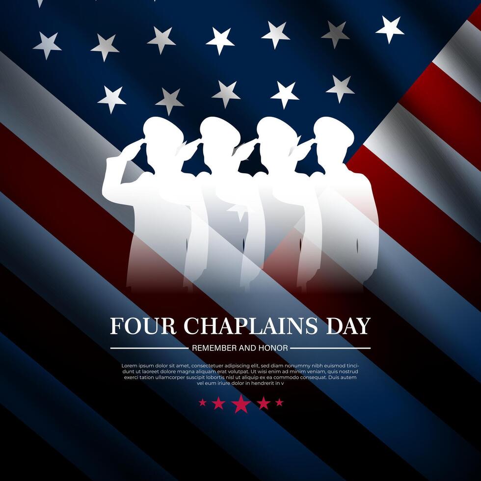 Four chaplains day background with american flag vector