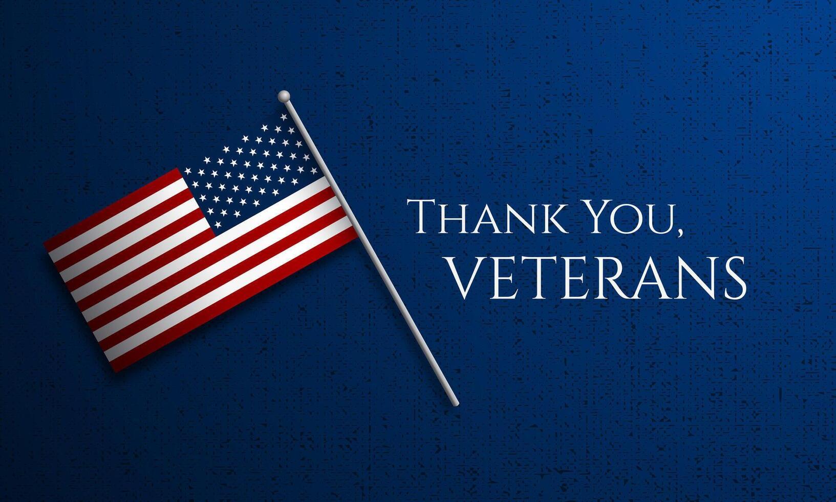 Thank you veterans flag on blue background vector