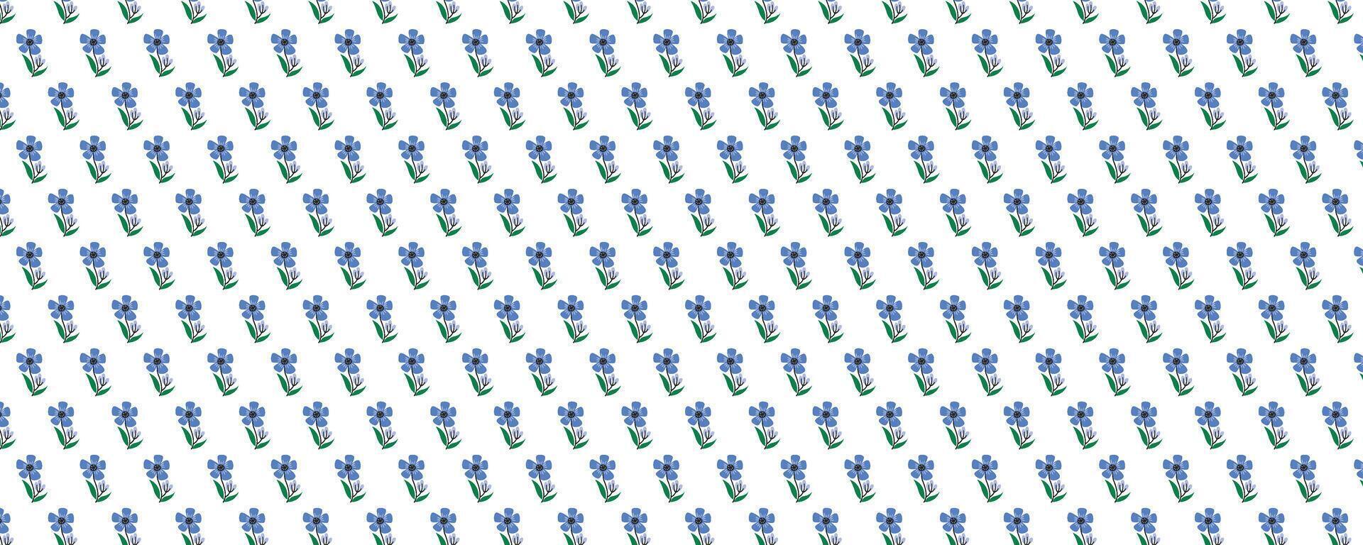 Lavender blue flower white fabric pattern vector