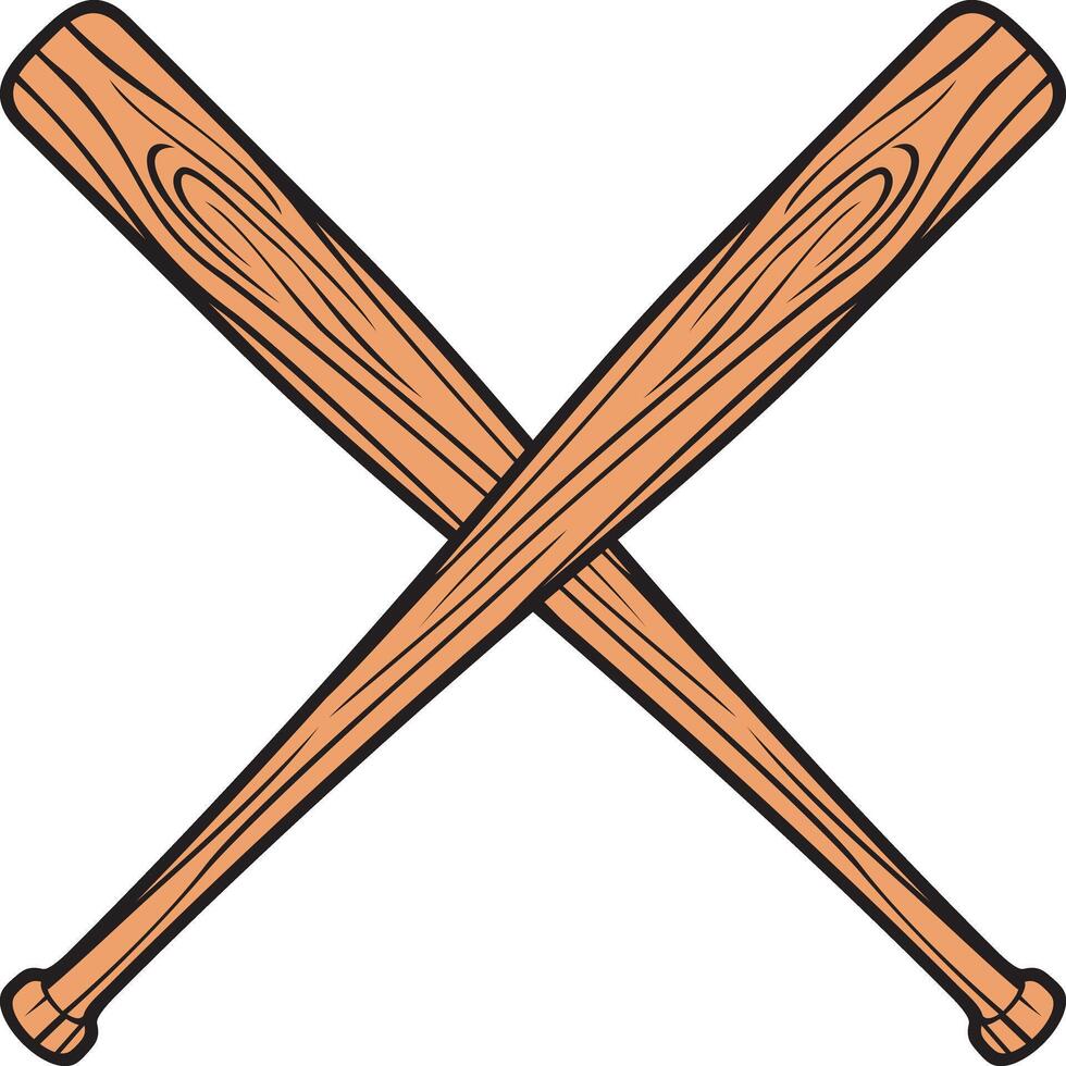 Crossed Baseball Bats Color vector