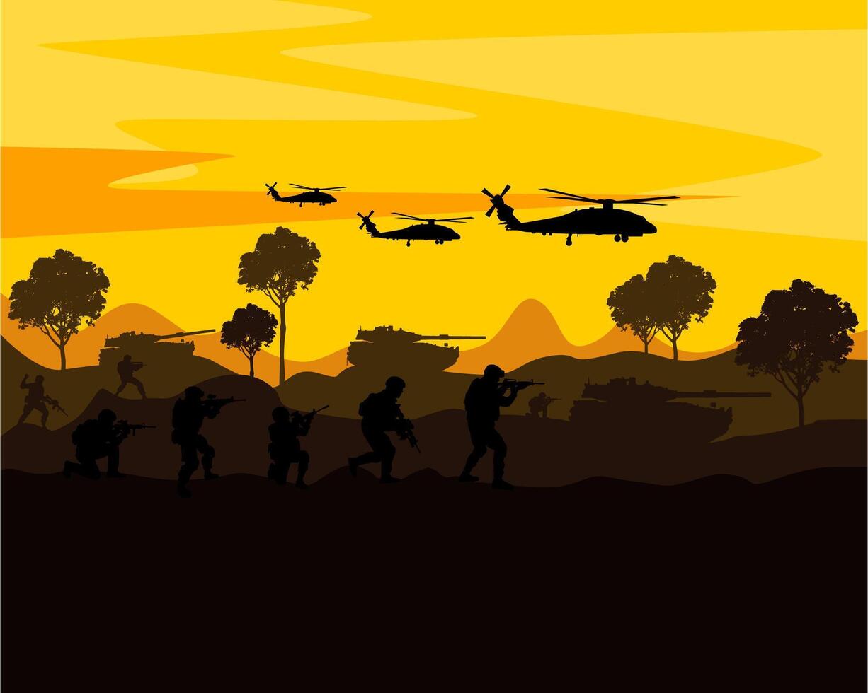military soldiers illustration background vector