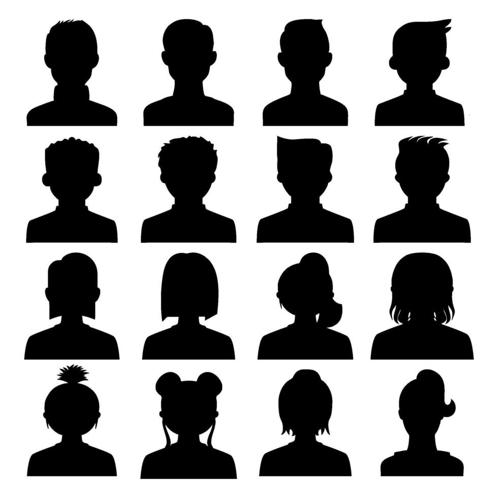 face silhouette avatars male and female vector
