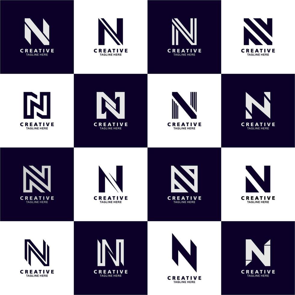 letter n logo collection vector