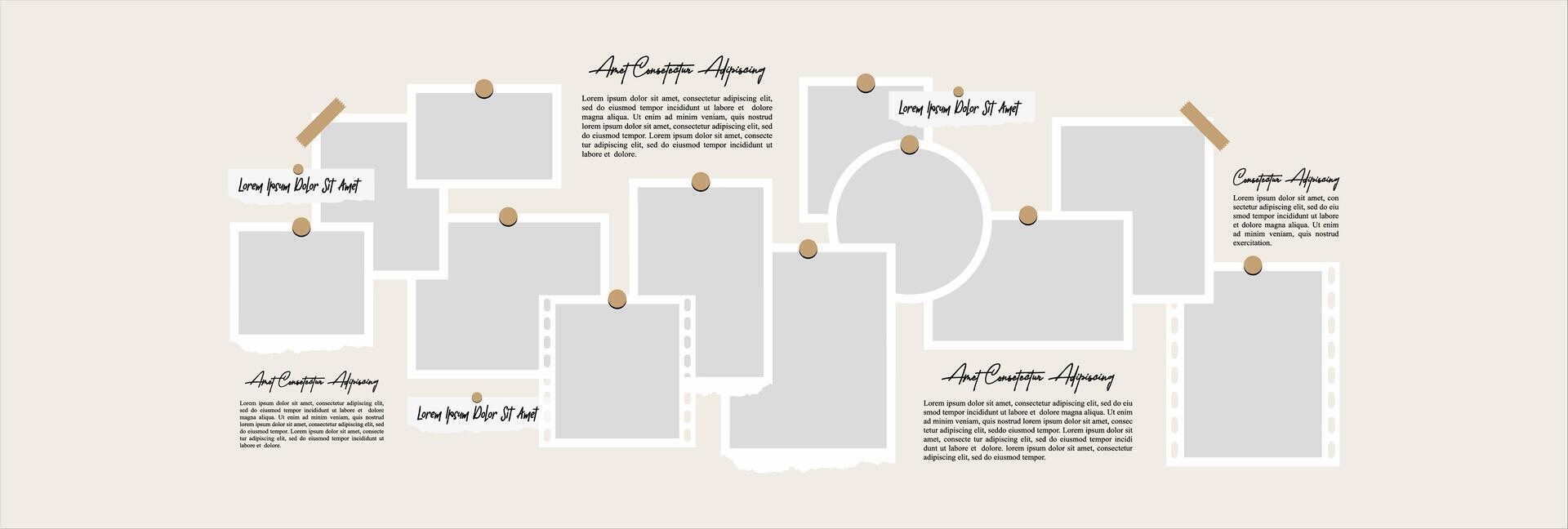 Collage grid photo effect vector