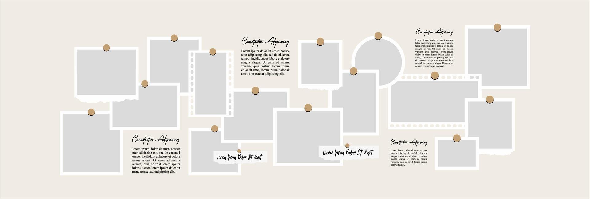 grid layout abstract photo frames template vector