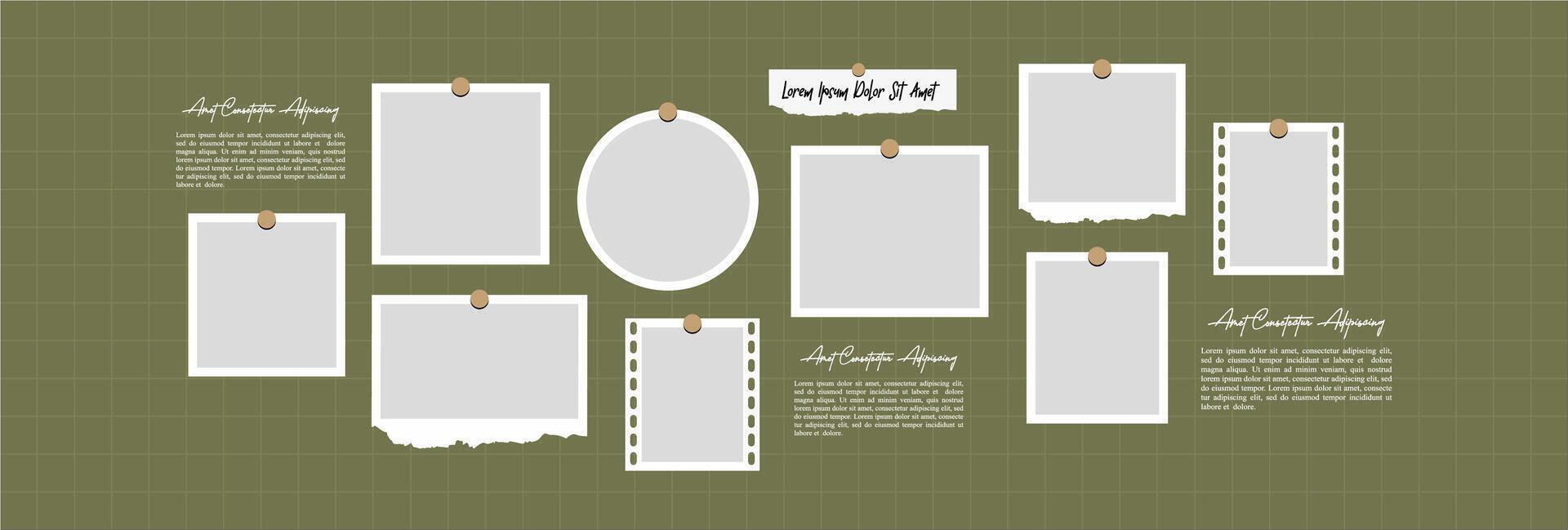 Collage photo effect with text template vector