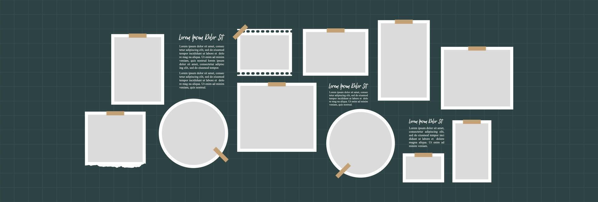 photo frames on light background Pile of photo vector