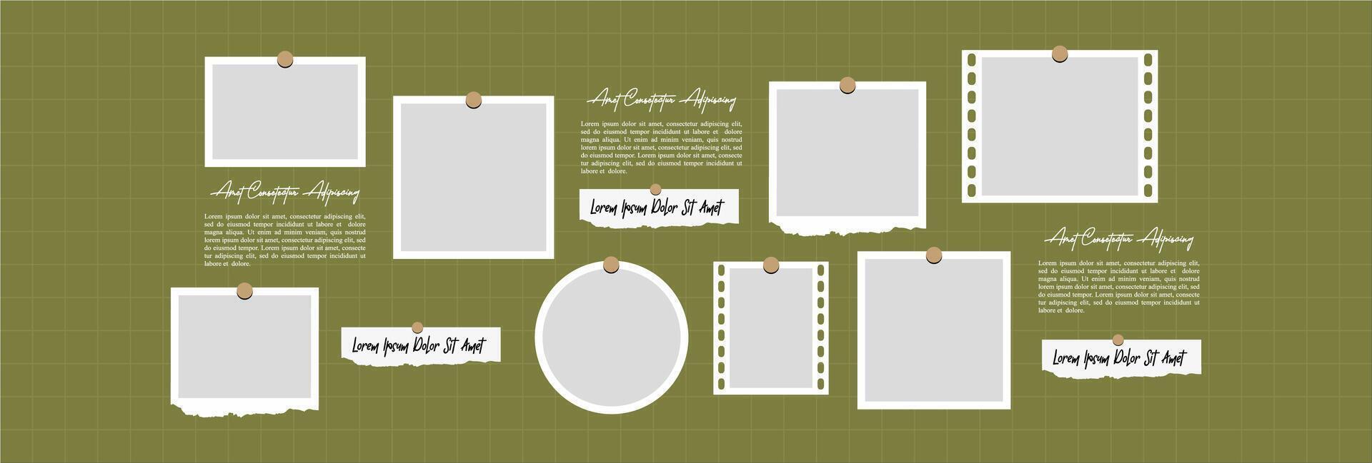 Collage photo frames set with text vector