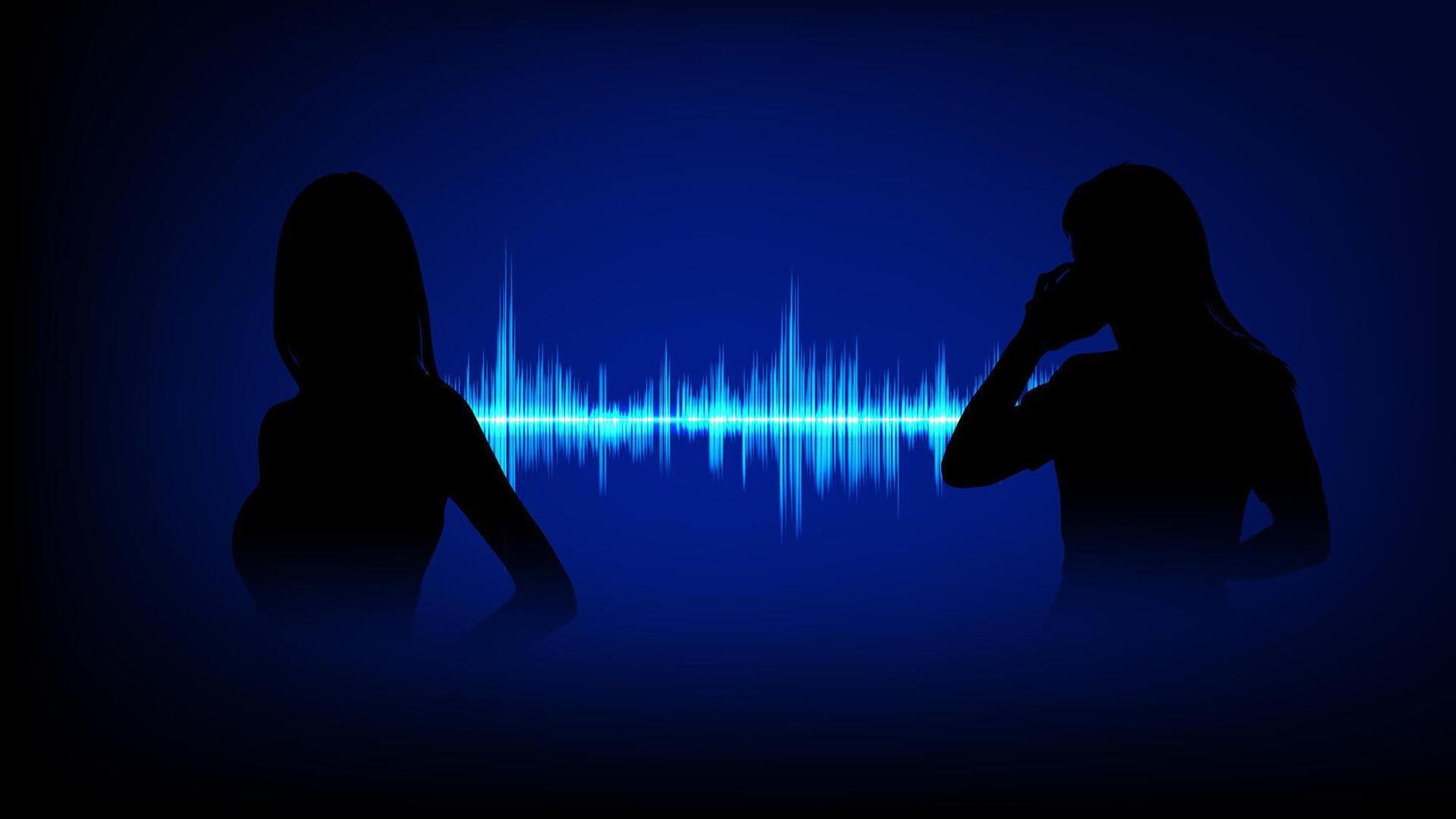 silhouettes woman two individuals engaged in a telephone conversation. Each figure is holding a telephone handset to their ear. suggesting a direct and personal mode of communication vector