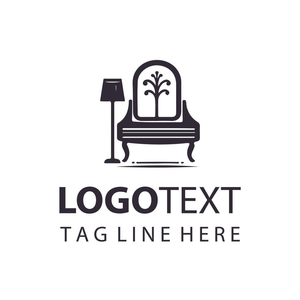 A black and white logo for a furniture store vector