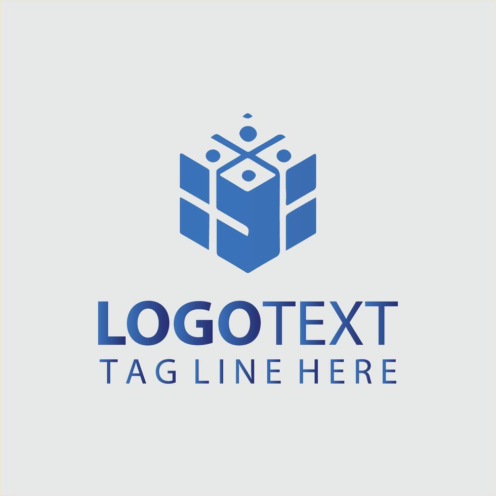 A blue box logo design for a company vector