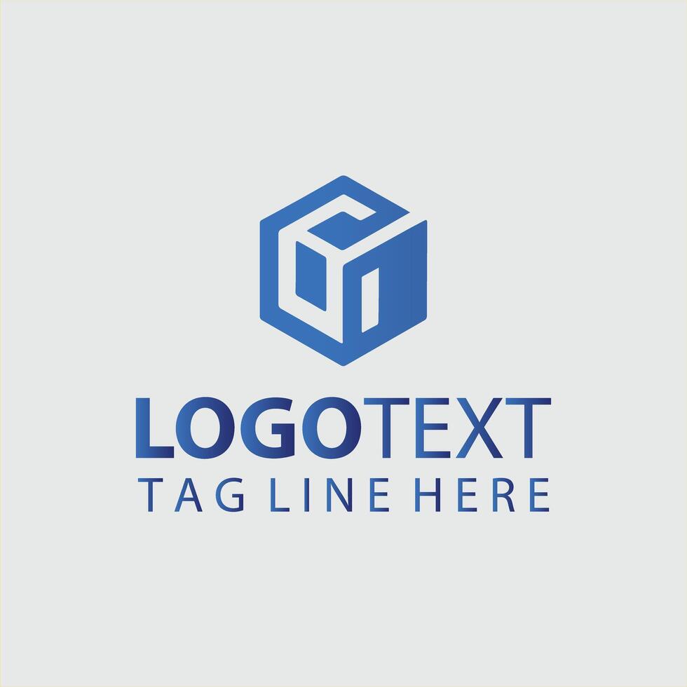 A blue cube logo design for a business vector