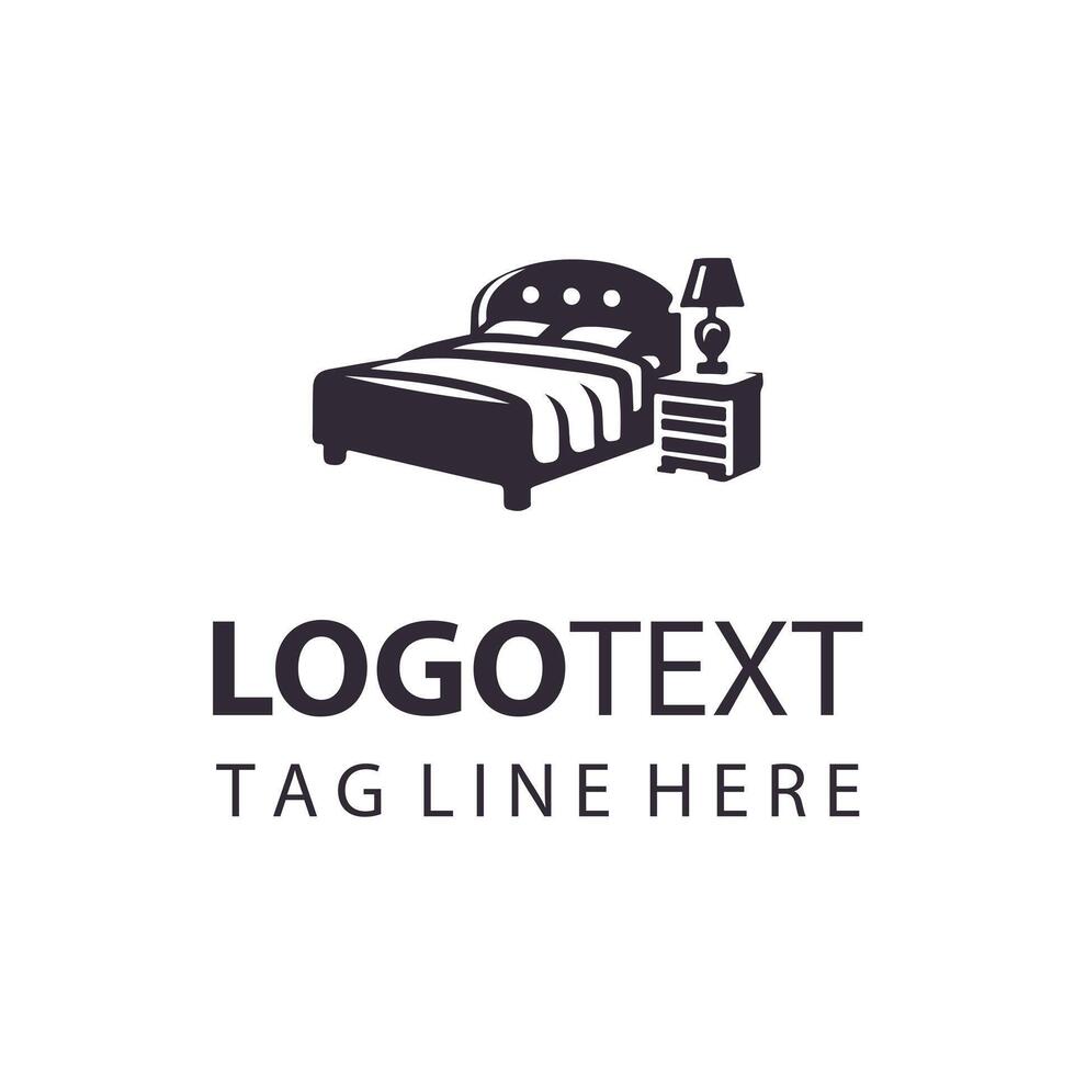 Bedroom - simple bed logo design vector