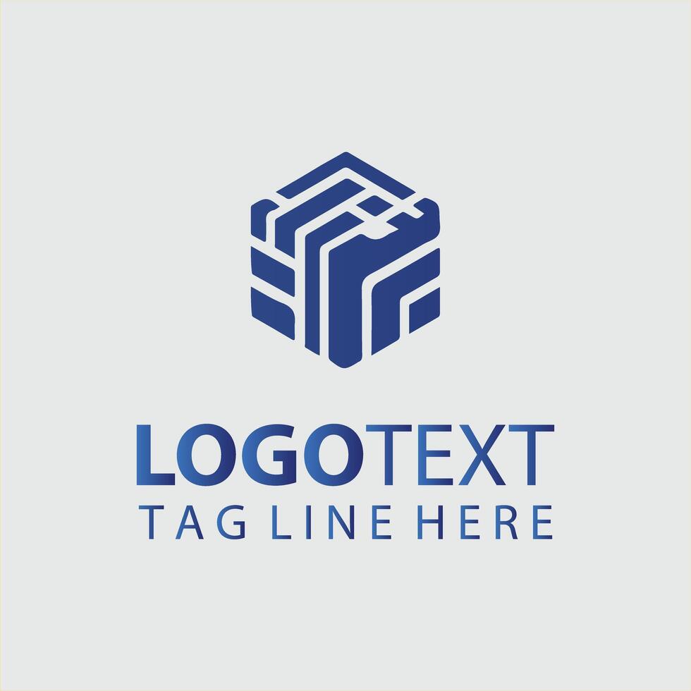A blue cube logo design for a business vector