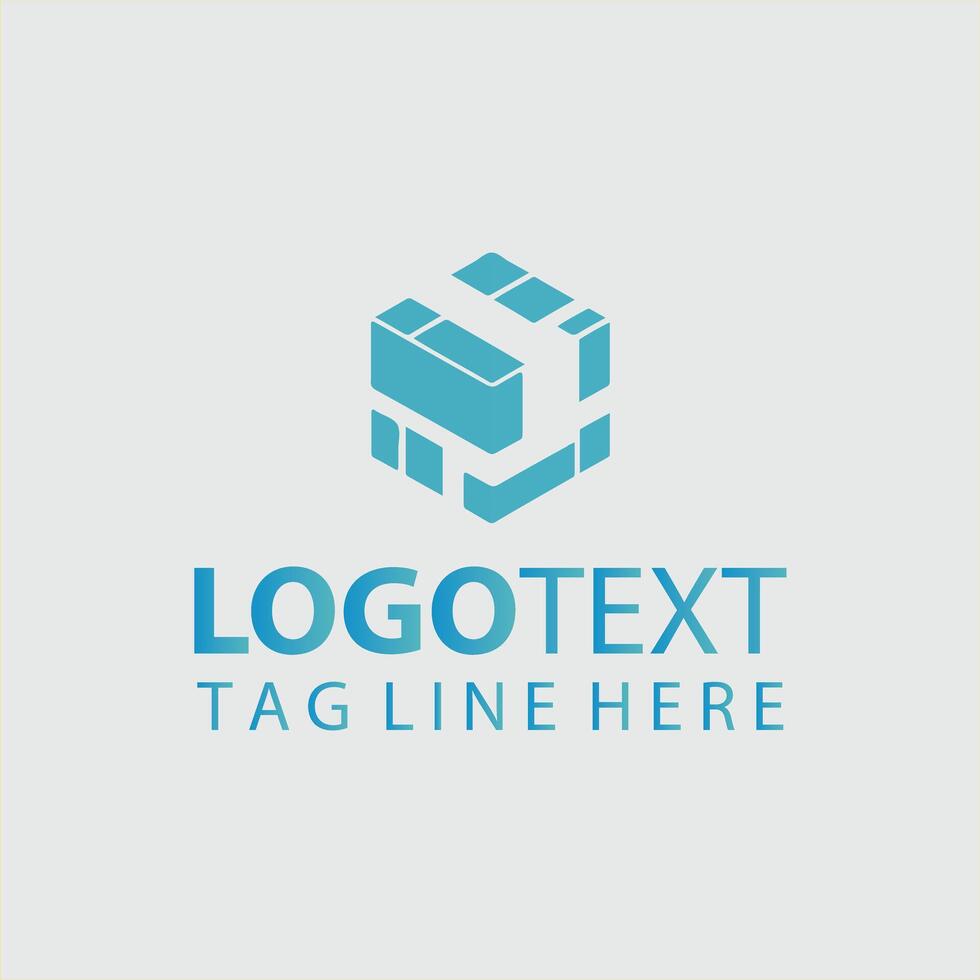 A blue cube logo design vector
