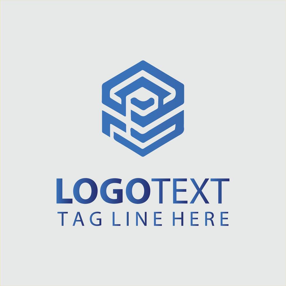 A blue hexagon logo design for a business vector