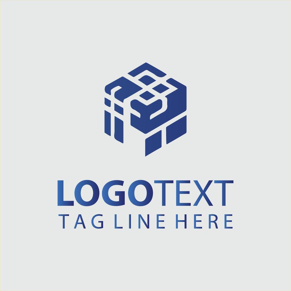 A blue cube logo design for a business vector
