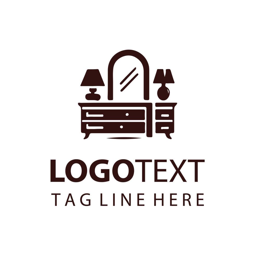 The furniture logo design is shown here vector