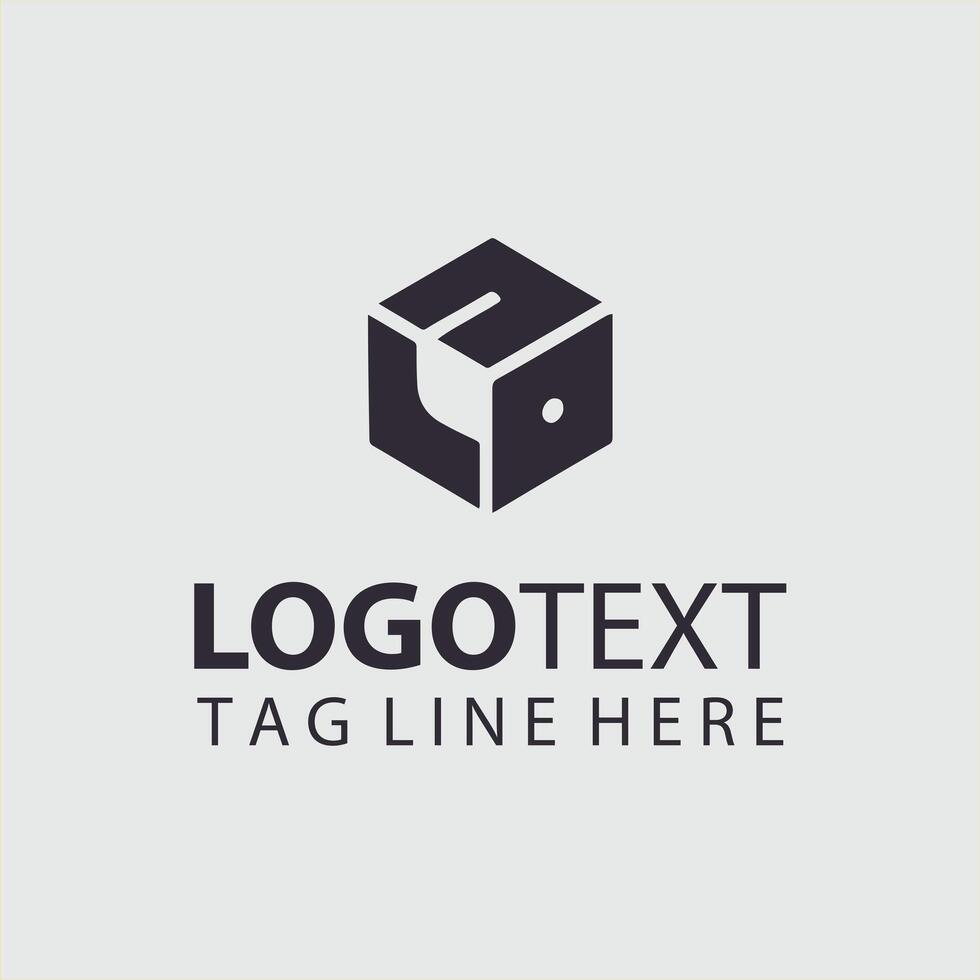 A black and white cube logo design vector