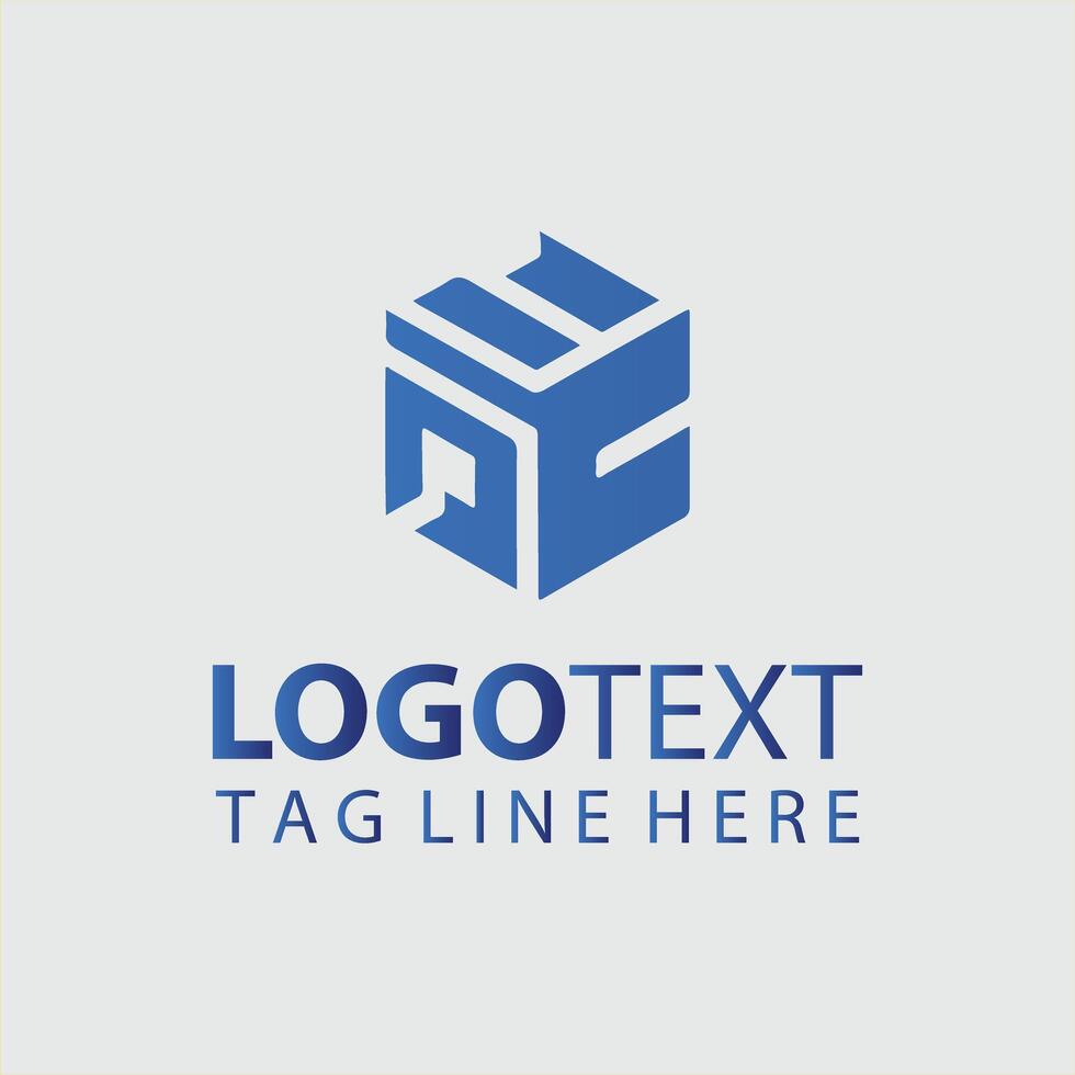 A blue cube logo design for a business vector